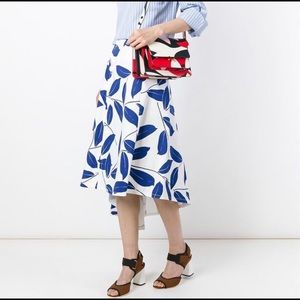 MARNI Asymmetric hem cotton print full skirt EU44